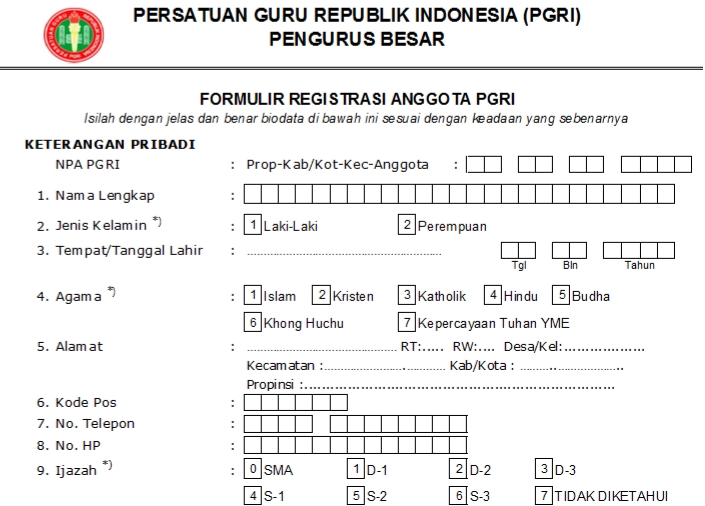 Pendaftaran PGRI Manokwari - Persatuan Guru Republik Indonesia Cabang Kabupaten Manokwari
